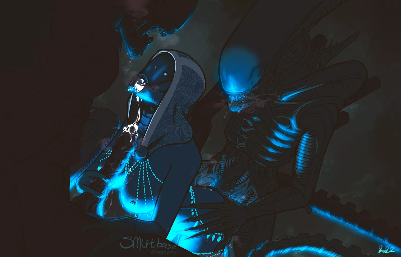 2 xenos 1 Tali (smutbase) [Alien] [Mass Effect] posted by EnigmusPrime