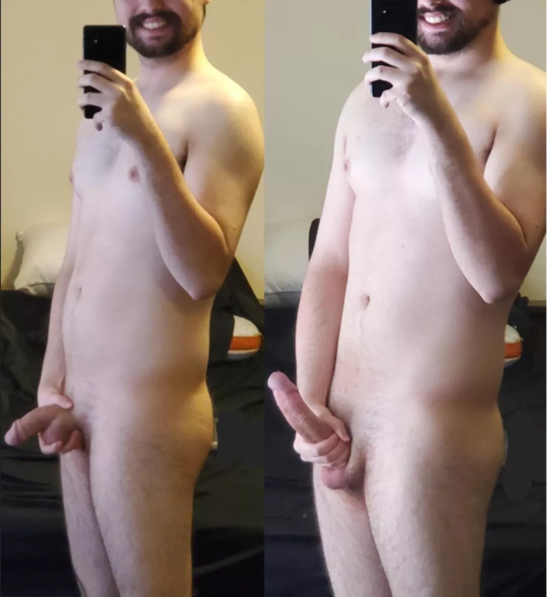 [20] Kinda embarrassed to post a pic while soft, but here's my full range (Soft to Hard)! What do you think? Am I a grower or a shower? posted by foistloist