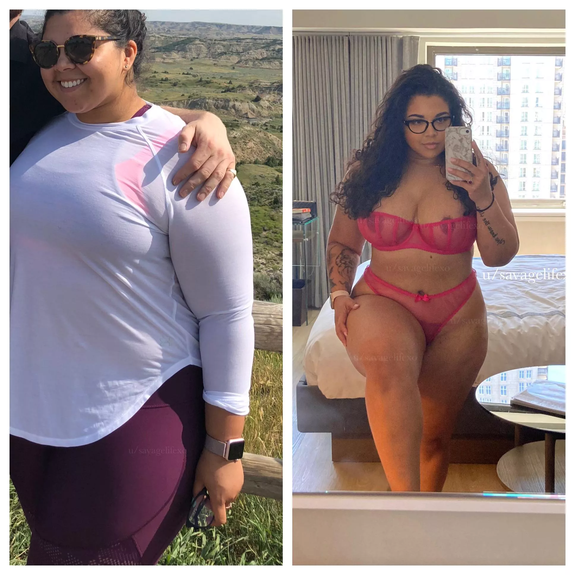 2018 vs. 2022 ⚡️ so proud of how far I’ve come! Feeling like a plus size exotic Barbie! Still working with a personal trainer to drop more weight . This fall, bigger lips, bigger tits (695cc to 850cc), and lipo. Any other suggestions? posted by savagelifexo