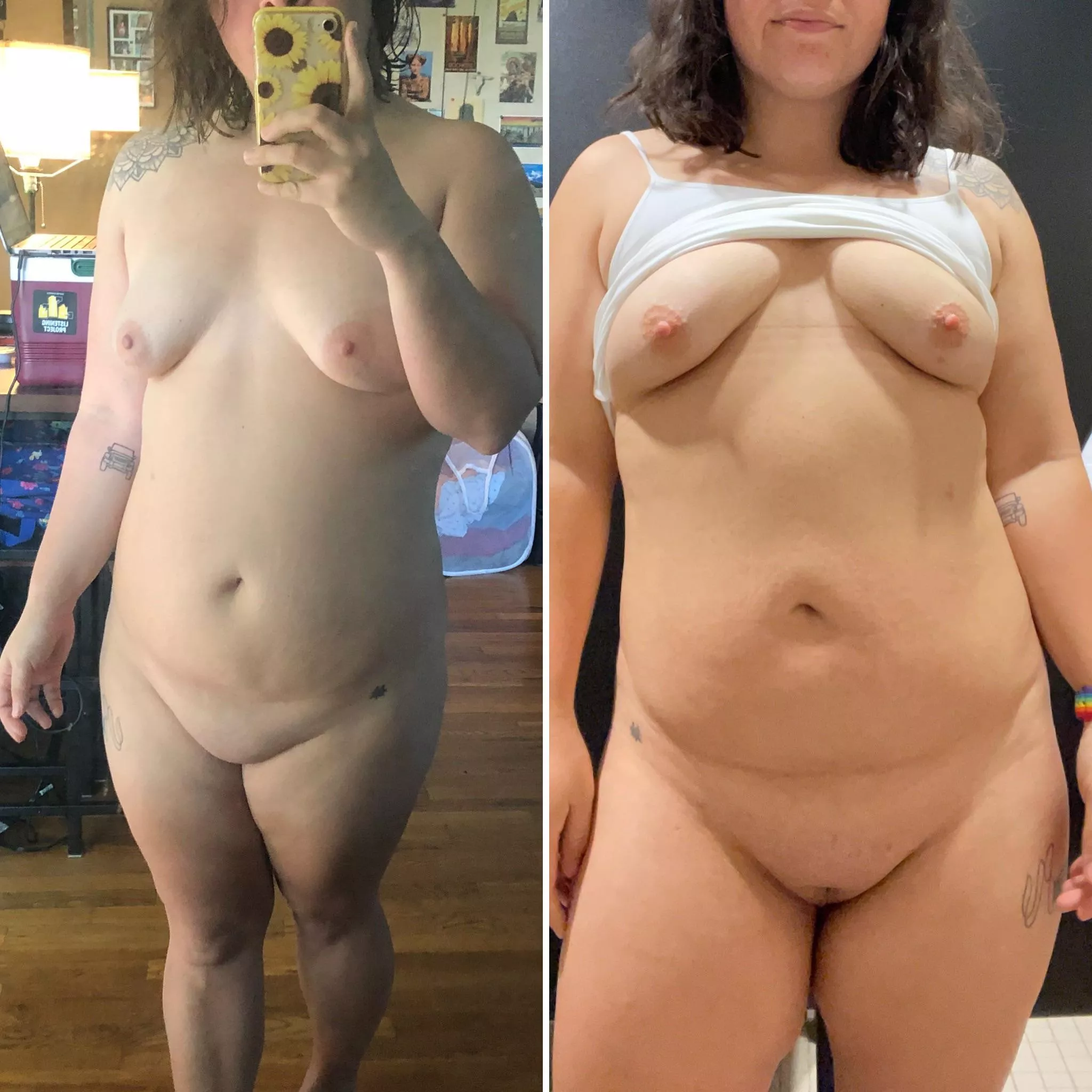 34F, 200 lbs, 5’5” — still excited about my body transformation over the last year. 5 lbs lost but so much muscle gained. posted by RepresentativeSky613