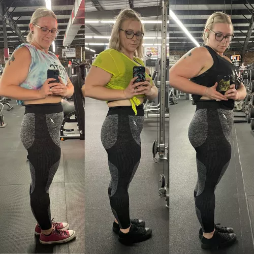 6 months ago, 3 months ago, and yesterday. Finally seeing those flutes grown after adding more protein to my diet and progressive overload with the weights!! by RiverrrFae