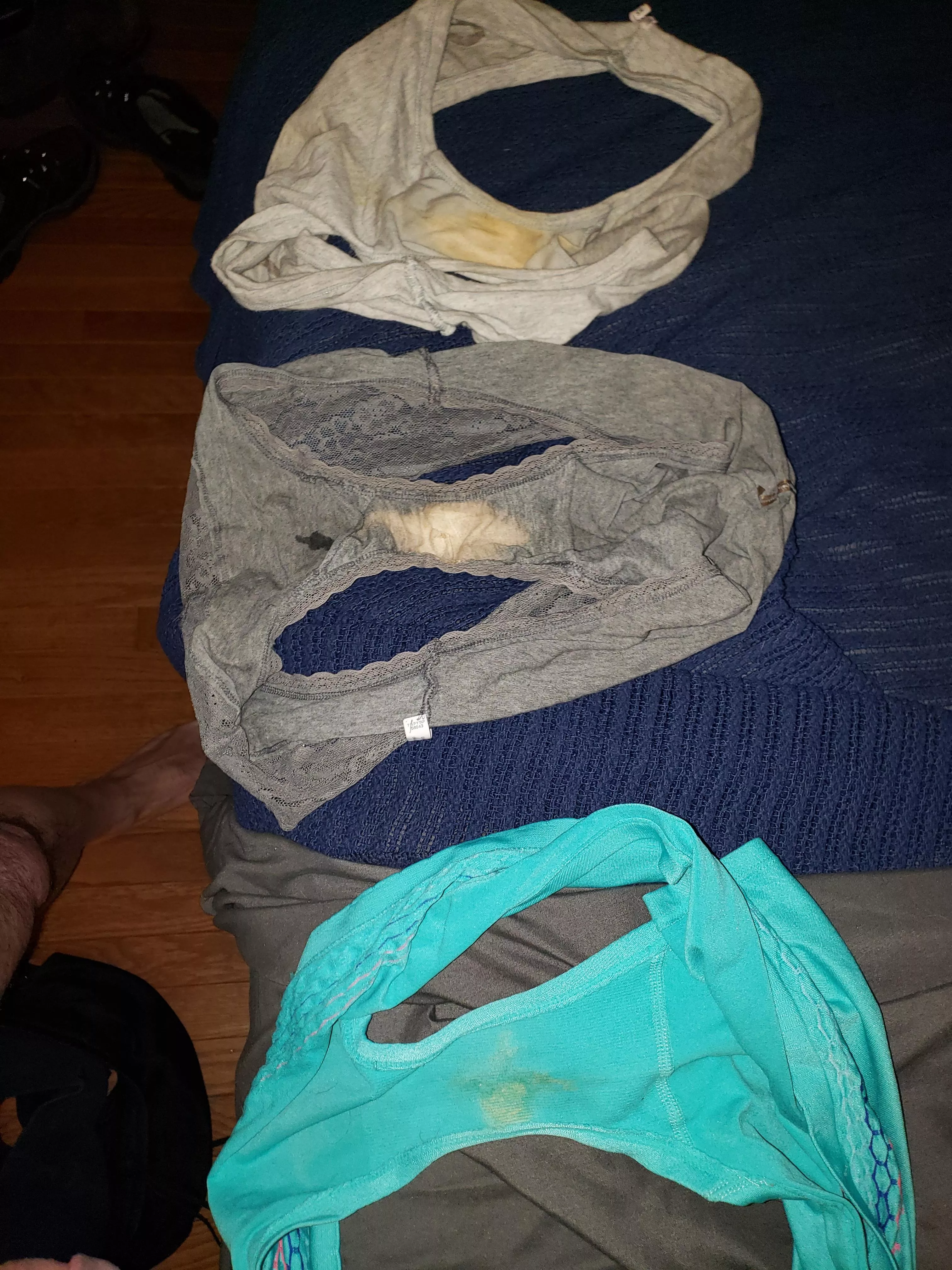 A few of my wife's stained panties posted by smalldickhubby2020