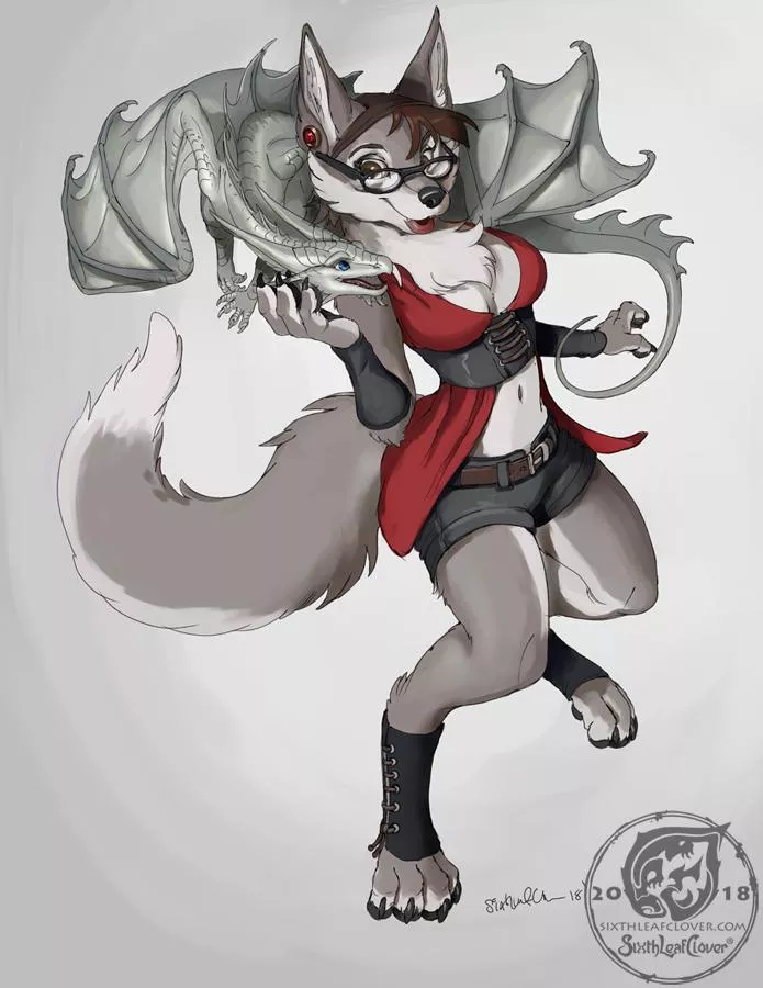 A girl and her dragon (Art by me SixthLeafClover) posted by sixthleafclover