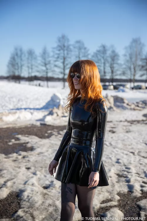 A latex dress in snow by TuomasS