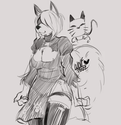 A little 2B doodle, I love the little cato pod by SiffeyWolf