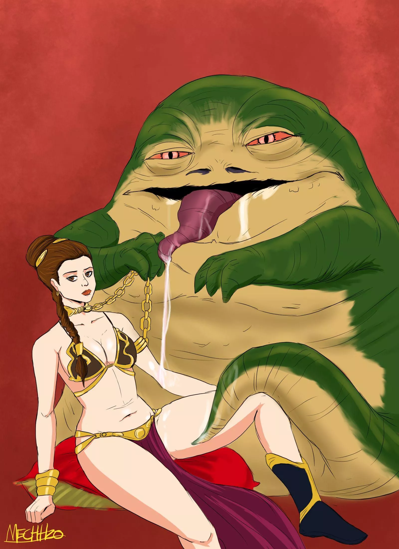 A little doodle I made some time ago of Leia and Jabba (mechh2o) posted by Water_Dingo