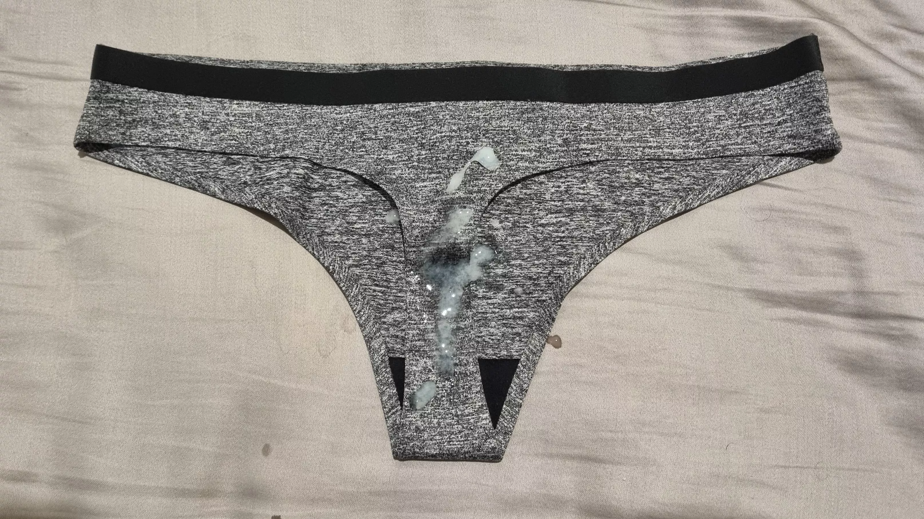 A load for my slutty ex girlfriend's thong. She would love knowing her panties are being covered with cum. posted by telnr