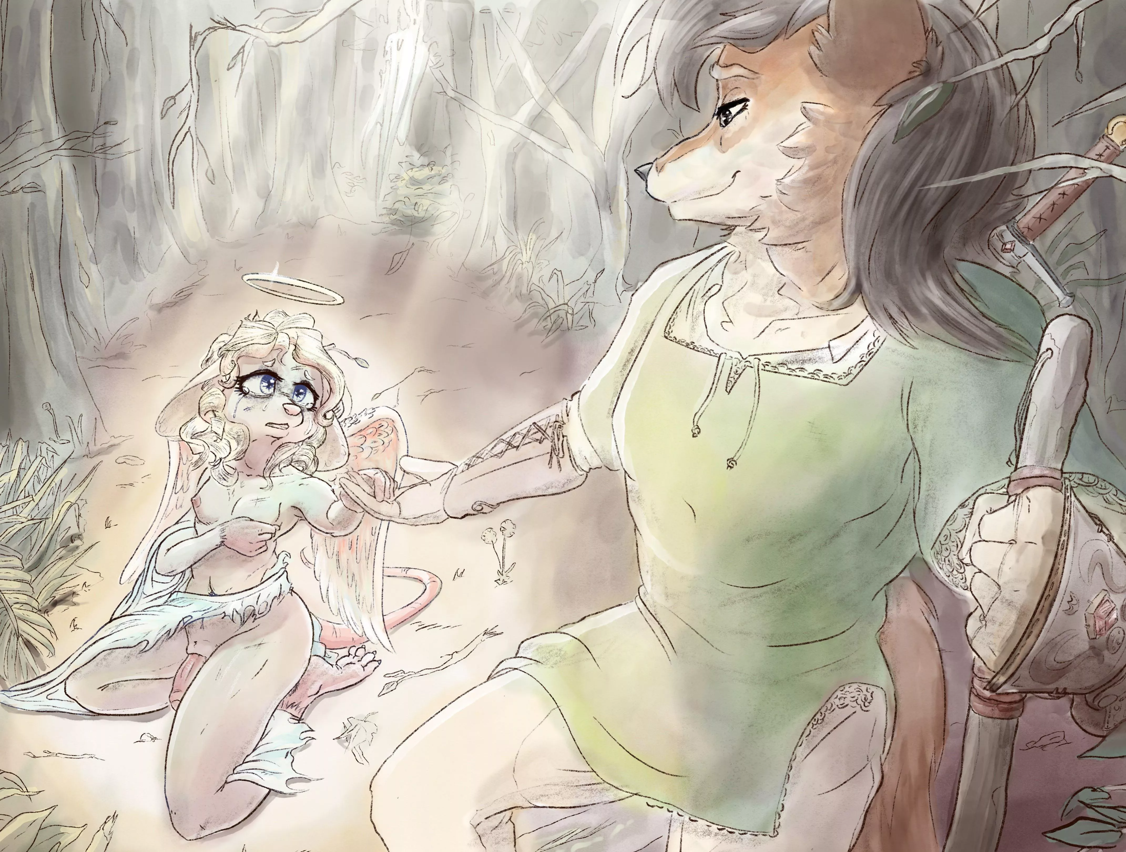 A lone wanderer meets a fallen Angel (OC/@Lewdlesart) posted by Lewdles_