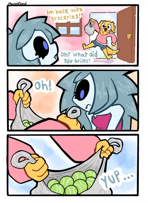 A mazingDOG COMIC!!! “Back with groceries!” (art by me) by MazingSand