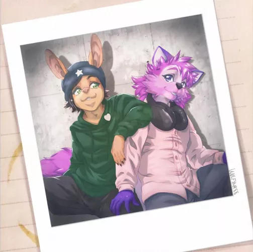 A polaroid commission of this cute duo (art by me, @wolfyna88) by wolfyna88