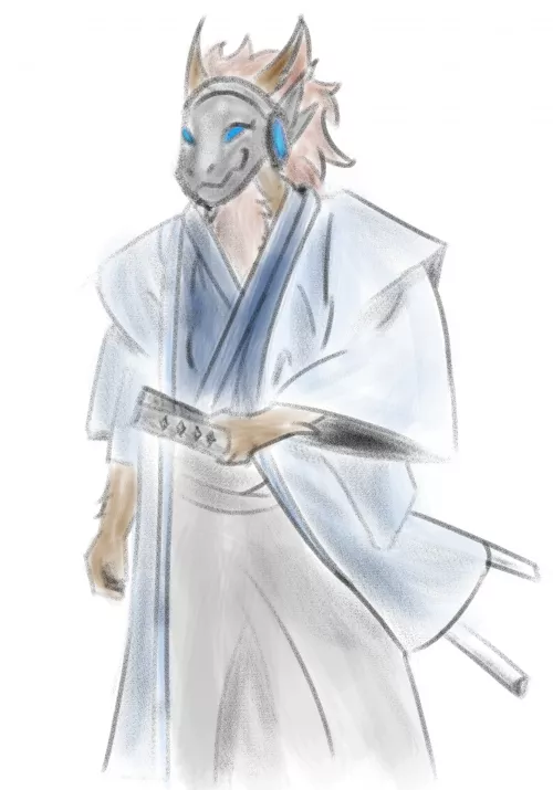 A protogen character I drew. by GartorKalden