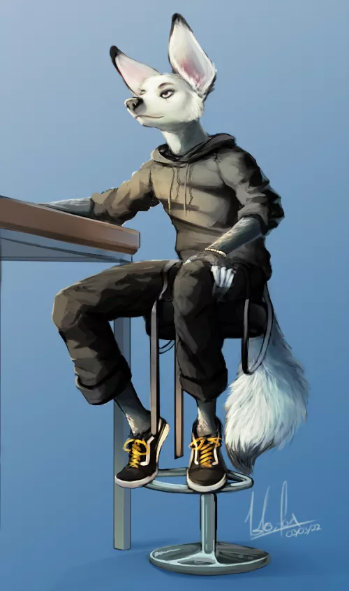 A quick painting of my fursona I made recently. Sadly, I felt disconnected from him for quite a while but this one just feels right and I wanted to share it. First time posting my art, hope you guys like it. by IskoArcticFox
