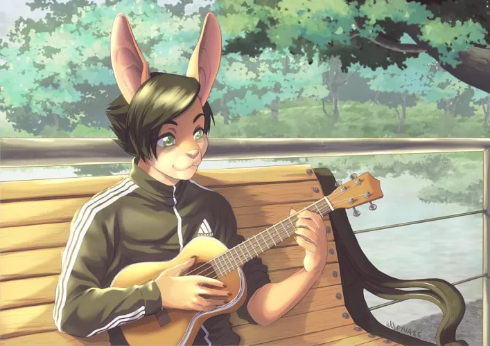 A ukulele-playing lad commission I (@wolfyna88) did recently! ^o^ by wolfyna88