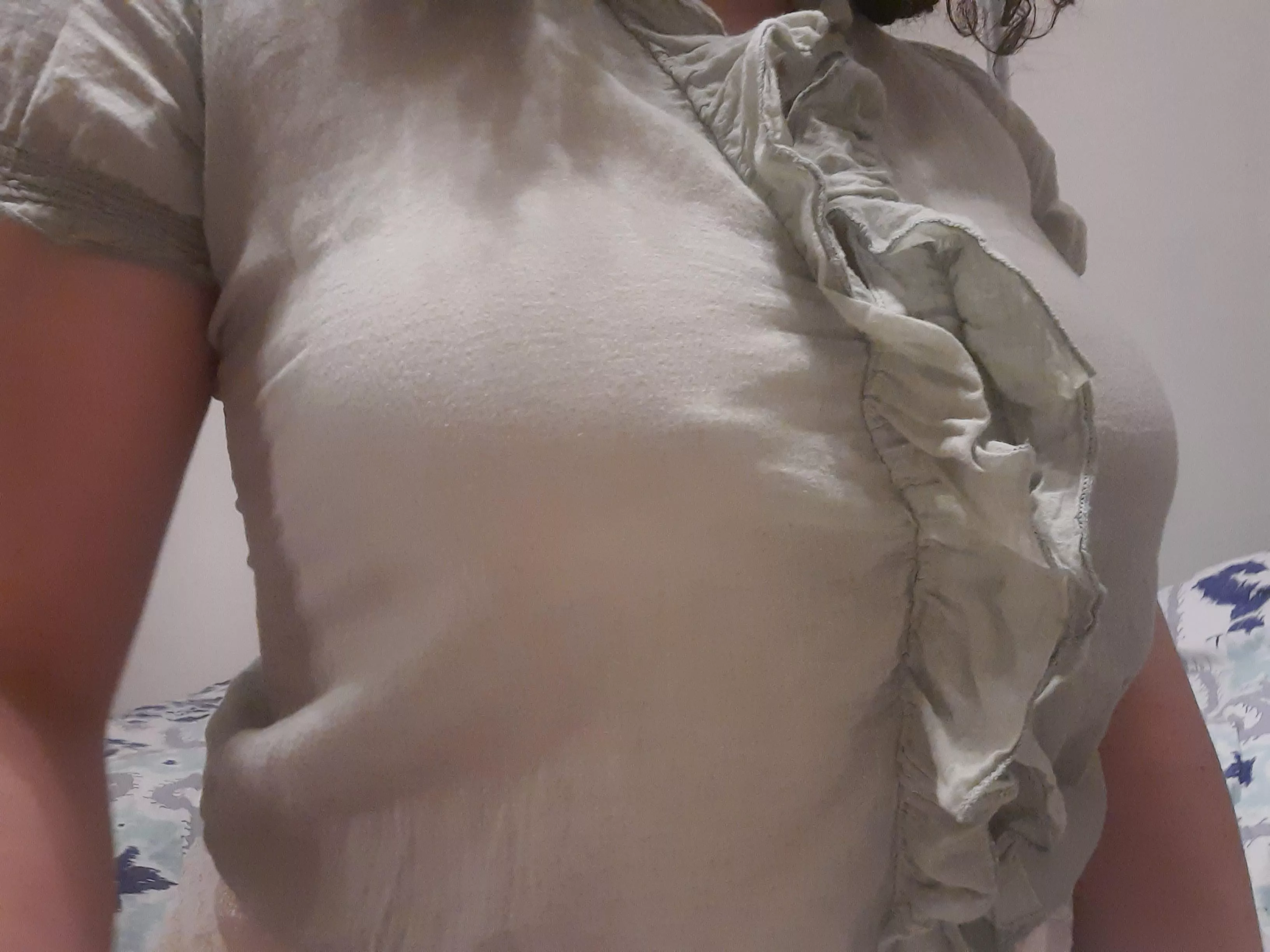 A work shirt but no bra..... shhh posted by daphnethedryad