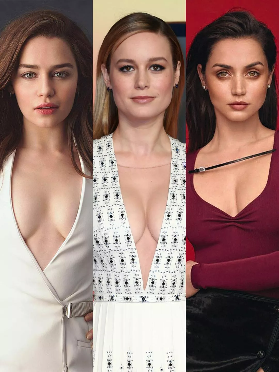 Actresses showing cleavage | Emilia Clarke, Brie Larson, Ana De Armas posted by hereforyou_1