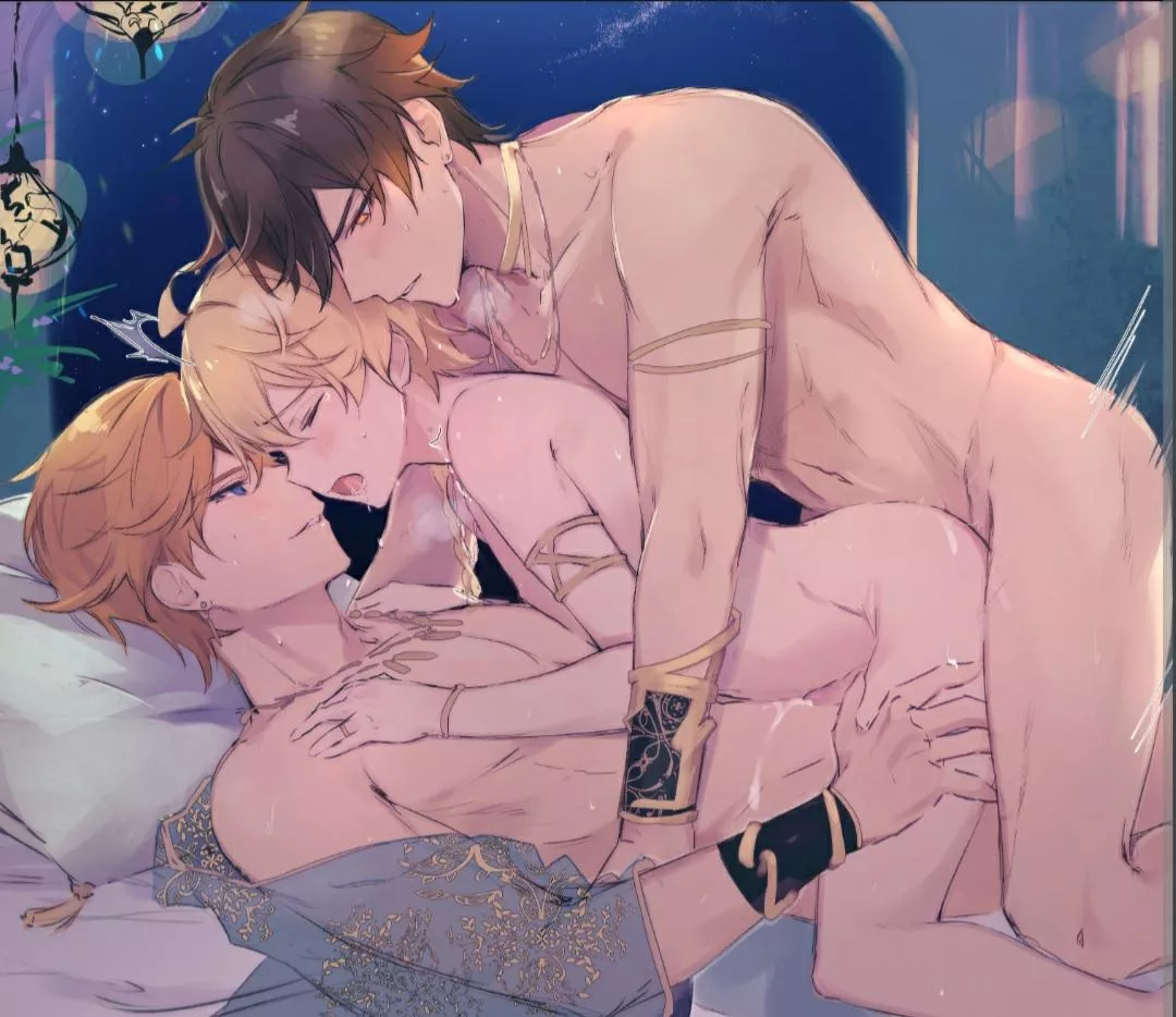 Aether takes his two favorite studs (Genshin Impact) posted by AlbertMendez442