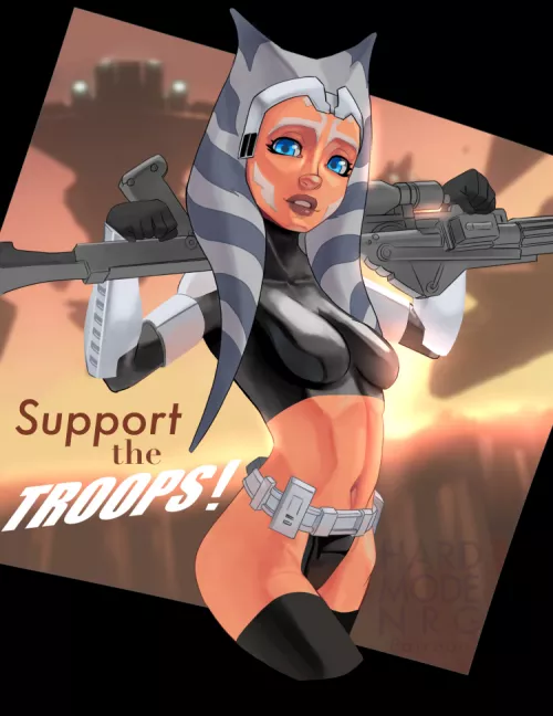 Ahsoka repping the clone troopers (Art by me HardmodeNRG) [Clone Wars] by hardmodeNRG