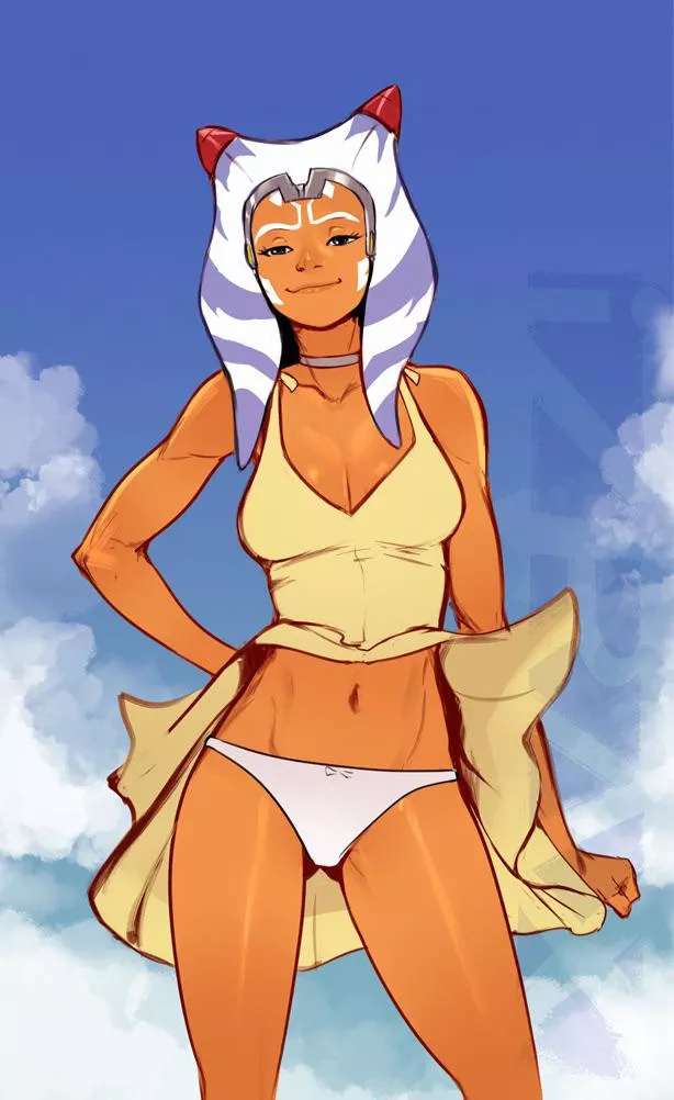 Ahsoka showing off her panties, with a little help from a breeze (Izra) [Star Wars/ Neon Genesis Evangelion] posted by TLP04