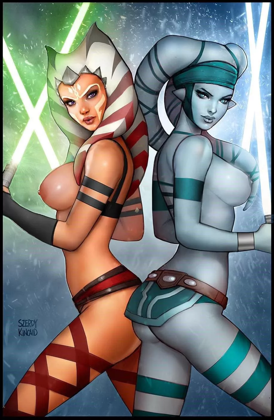 Ahsoka Tano and Aayla Secura (Szerdy Kincaid) [Star Wars] posted by LetsHave_SomeFun