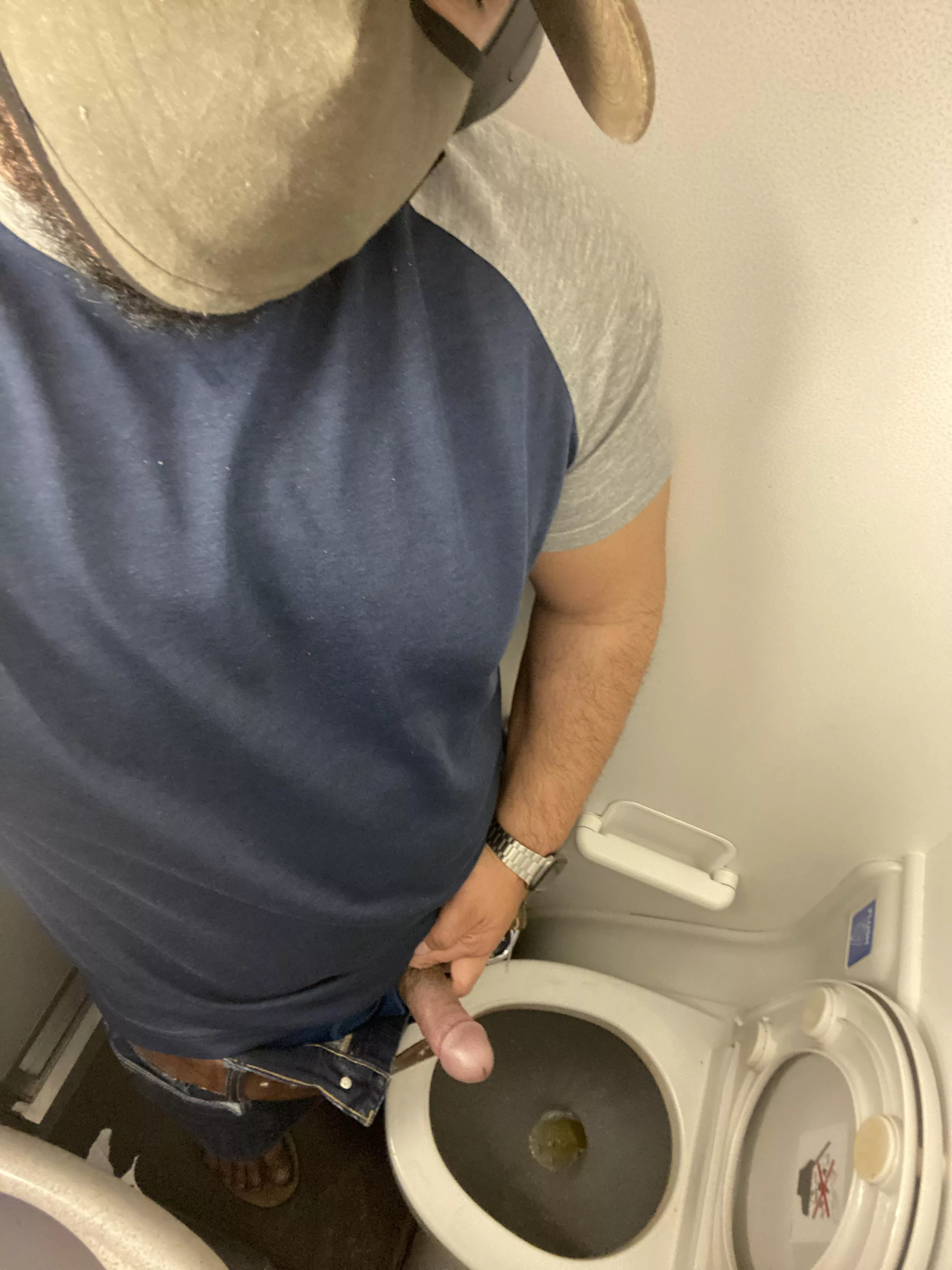 Airplane bathroom selfie. posted by slidesguy01