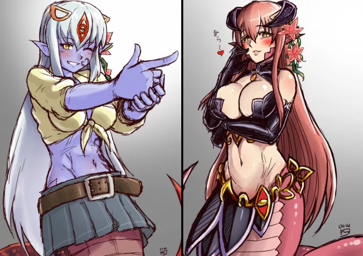 Alice and Miia swapped outfits (finalcake)[Monster Musume x Monmusu Quest] by HentaiGodGG
