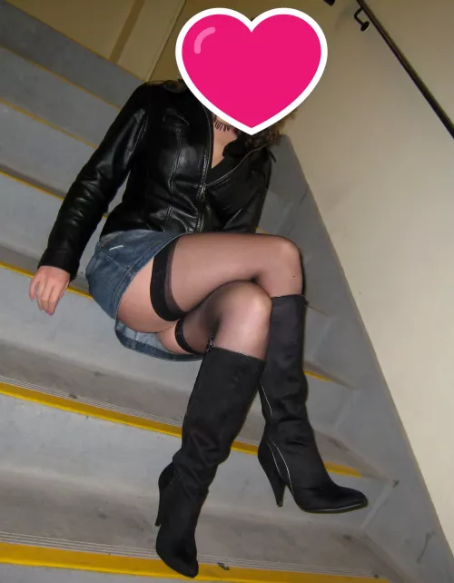 Alone with me on the stairs? Imagine the possibilities... [OC] by MsMoonberry