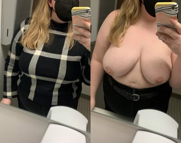 An on/off in the office bathroom to show you what’s hiding under my sweater by yessir_goodgirl