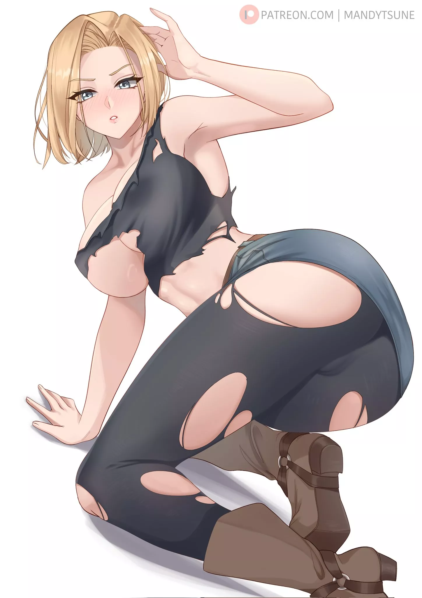 Android 18 - torn clothes after an intense battle (Mandytsune) [Dragon Ball] posted by gifsundgirls