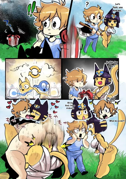 Animal Crossing Villager and Ankha body swap by ONATART (FTM, MTF) (Furry) by NoGrand5456