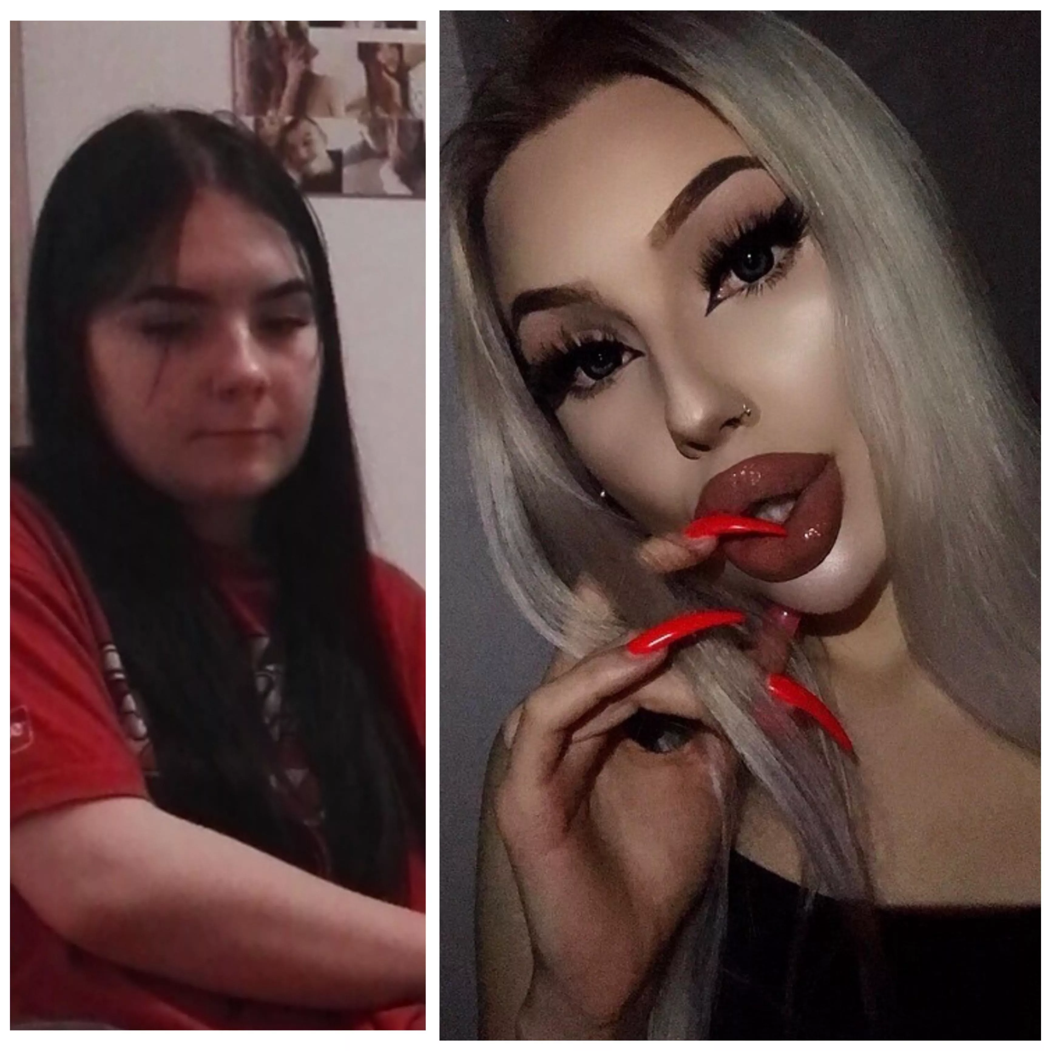 another one of my bimbofication❤️‍🔥 2018 vs 2022🥰💋 posted by charlotteventurax