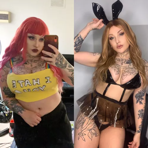 April 2021 vs April 2022 :) 20kg weight loss, fillers, brow Botox, tan, and different style. No surgeries yet! by spaghetti_thot