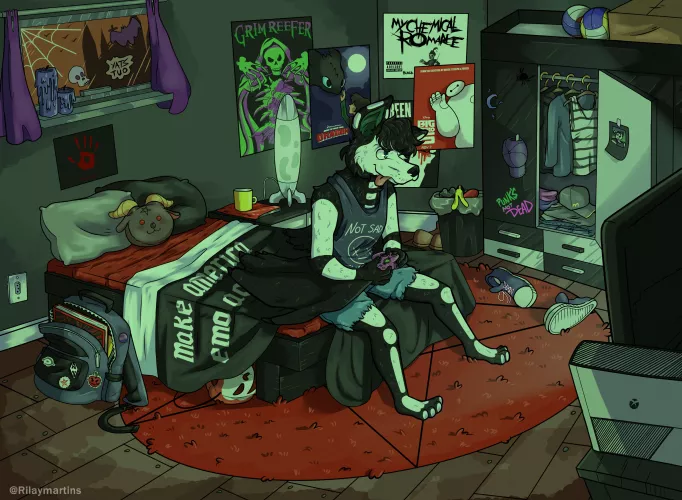 [ART] Bat boy on his Bat Room - Art by me character from Casey Gamer by Rilaymartins