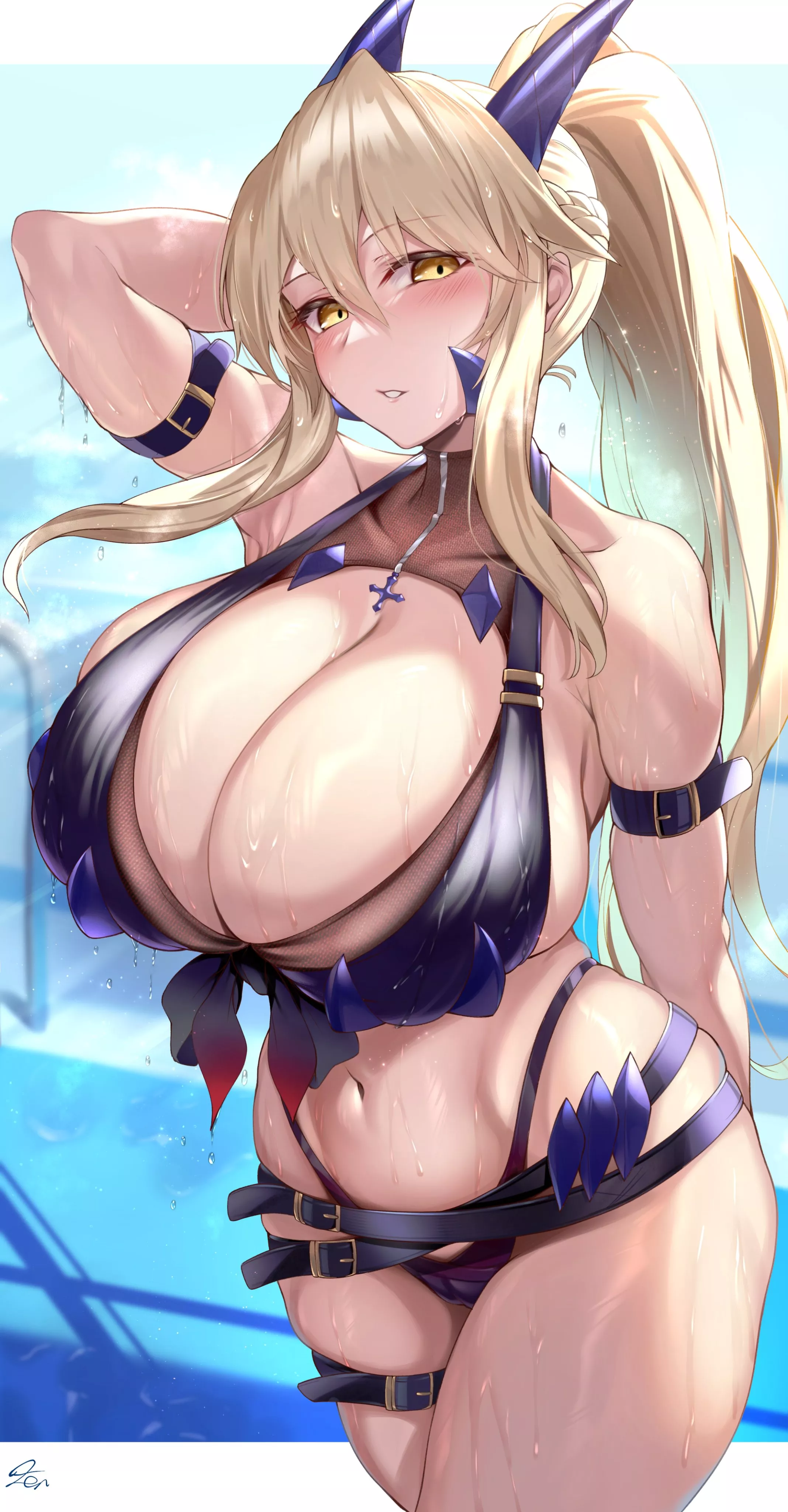 Artoria Lancer Alter Lewd Body Bikini All Wet (Hirasawa Seiji ) [Fate] posted by sequence_string