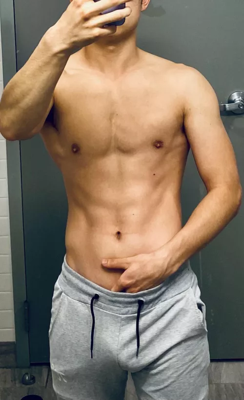 As requested, here’s me semi hard in grey sweats, drop a comment or a dm to let me know what you want to see in my next post! by Yay_4_boobies