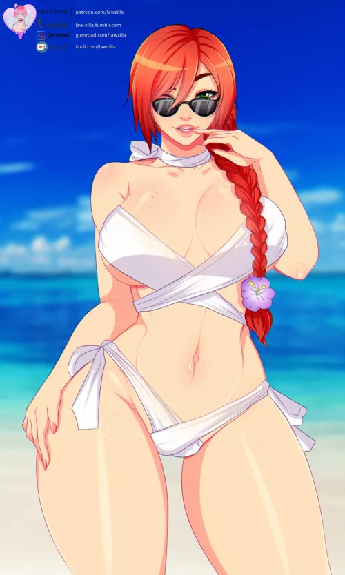 Ash on the beach (Lawzilla) by loupgabpower