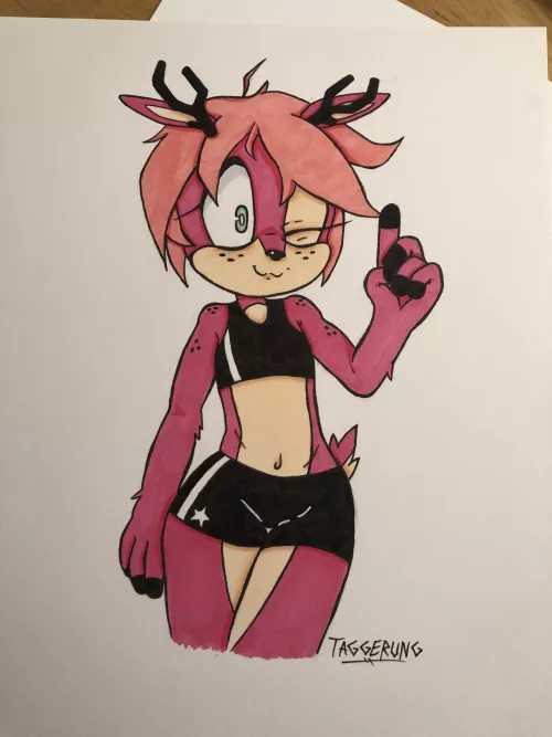 Athletic deer boy (an old piece I did back in 2019 for a friend on Twitter) by LeakedMushroom