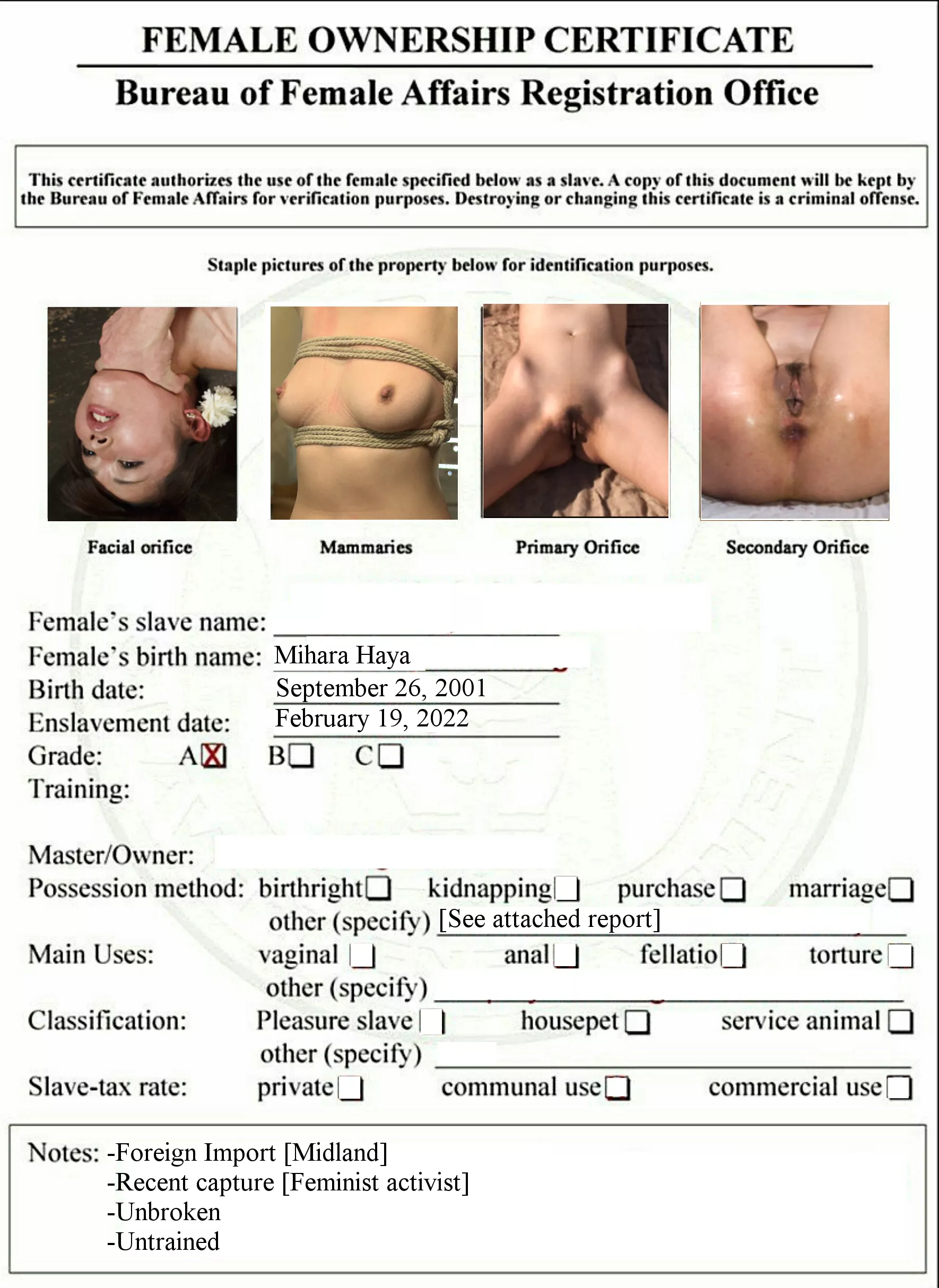 Auction: Midland University Student and Feminist Activist posted by Sun_Susie