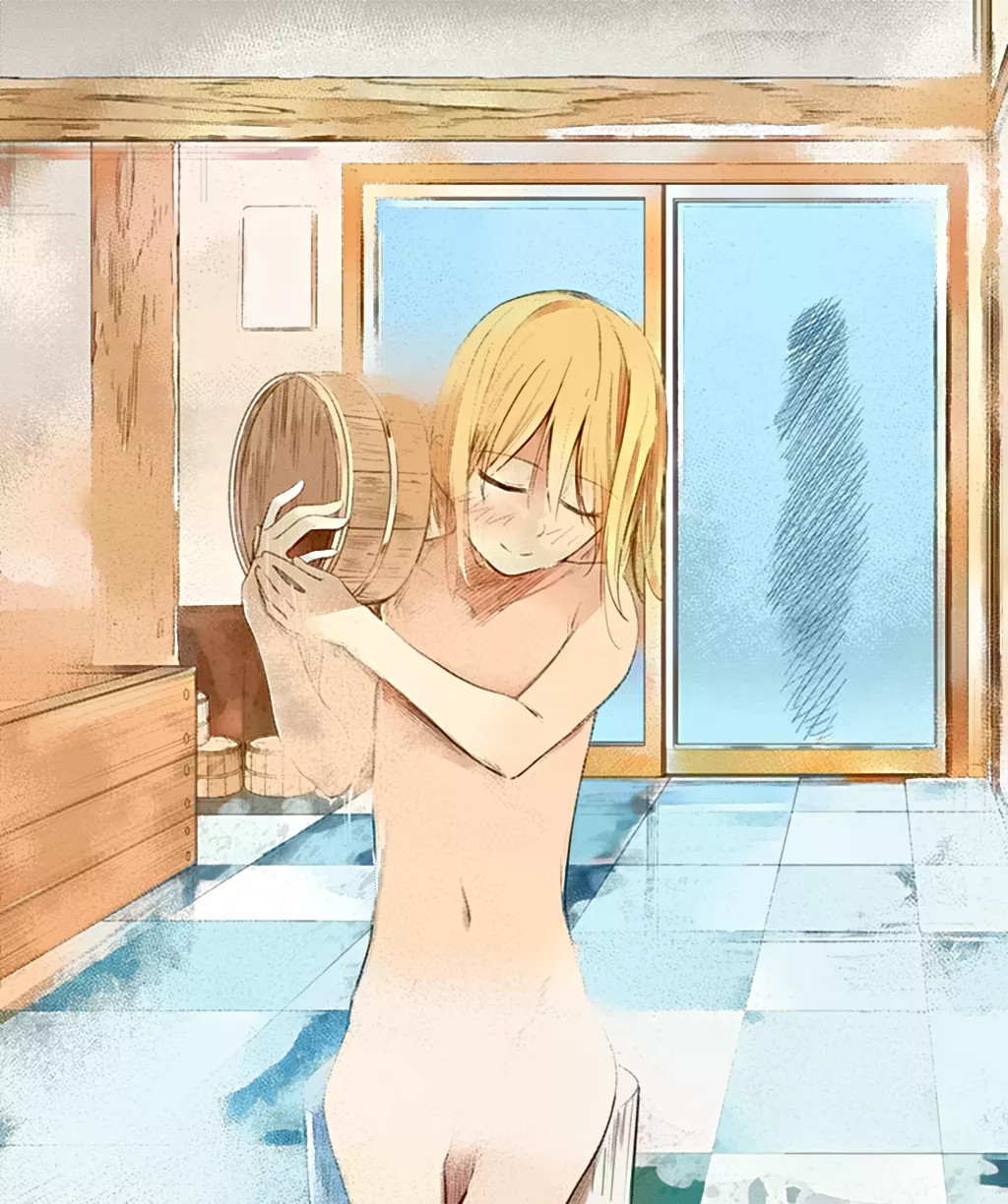 Bath time 🙈 Kobinata Shin from manga Trap Heroine (Kohinata Makoto from Torappu Hiroin) AI colorized posted by GroundbreakingAd3698