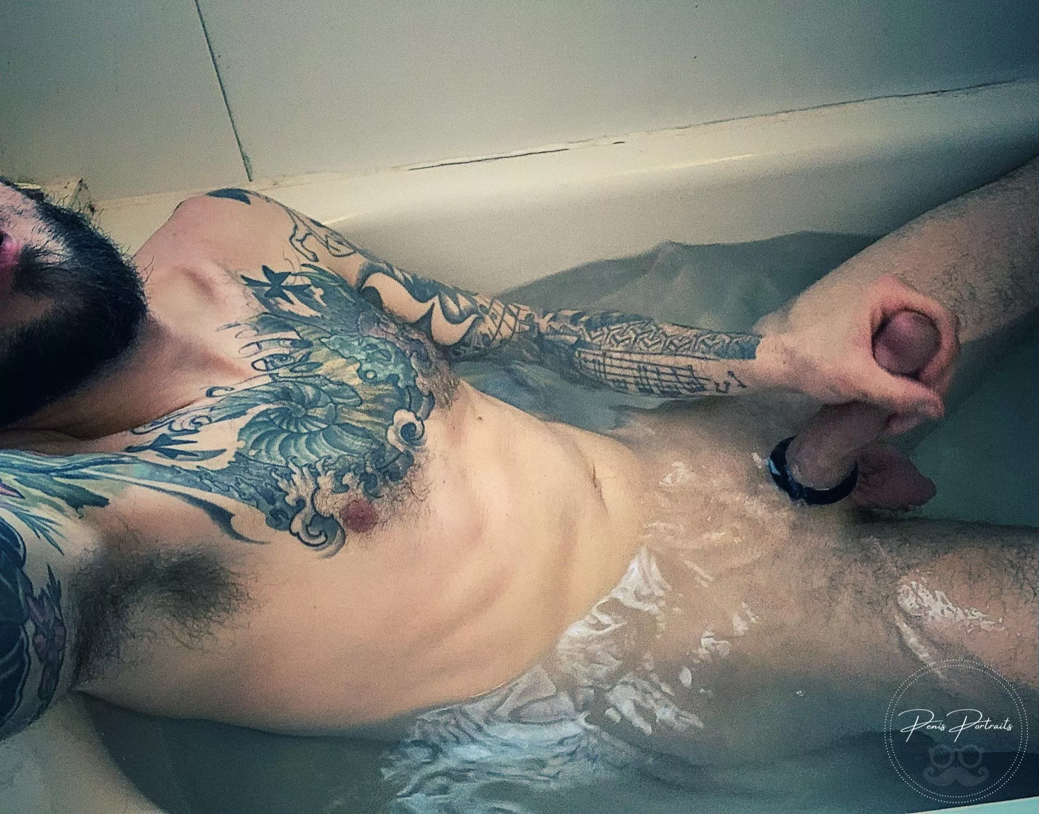 Bathtime beard and boner? posted by penisportraits