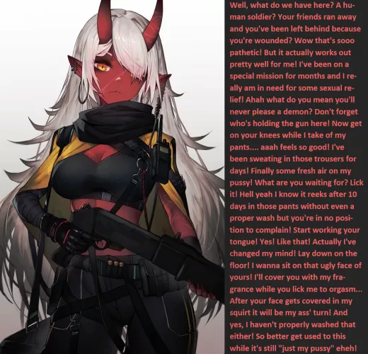 Be a demon soldier's prisoner [Femdom] [Facesitting] by qanave