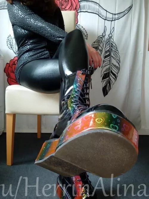 be a good boy and worship my demonia boots [domme] by HerrinAlina
