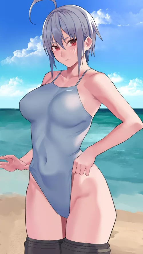 Beachside Swimsuit Pull (Sawata Rikazuma) [Original] by sequence_string
