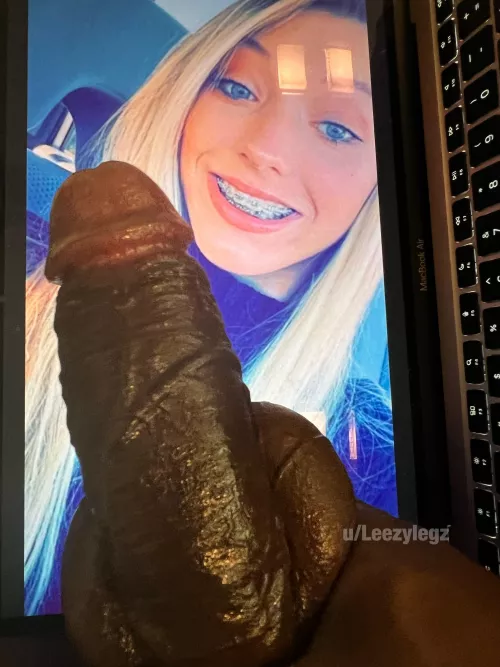 Beautiful black cock on her brace face by Leezylegz