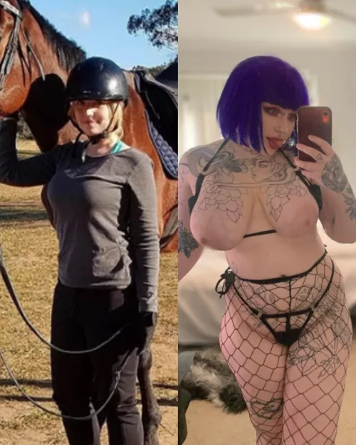Before and after becoming your big titty goth mommy 😚 by 1ssuezsg