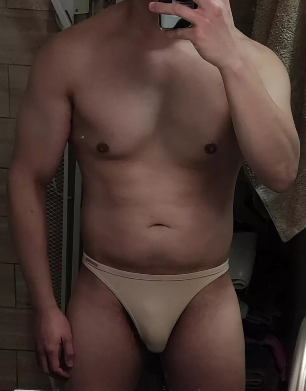 beige/nude color thong frontside posted by wayne9115