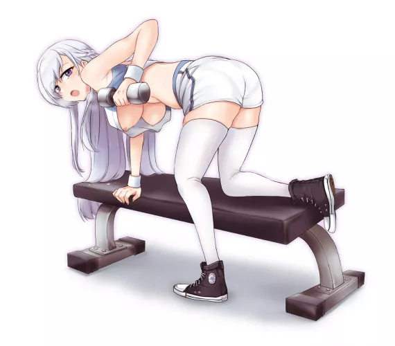 Belfast caught off guard at the gym (os) [Azur Lane] by queshu22
