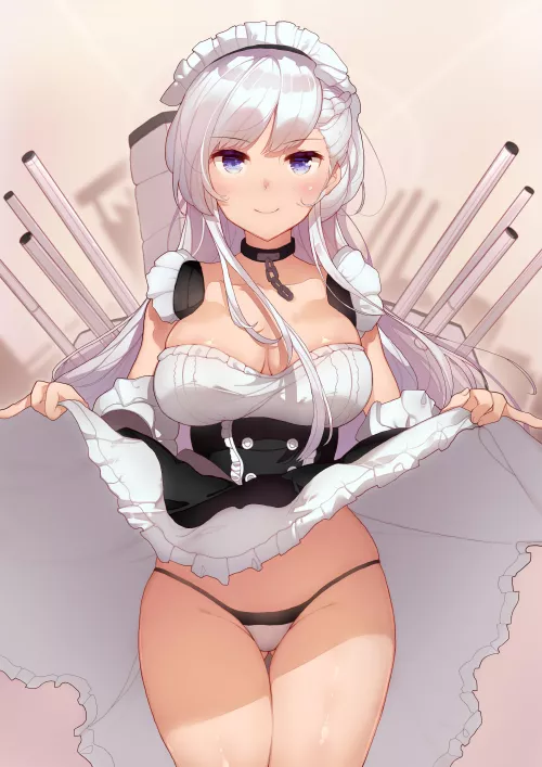 Belfast giving a flash [Azur Lane] by Rihonin