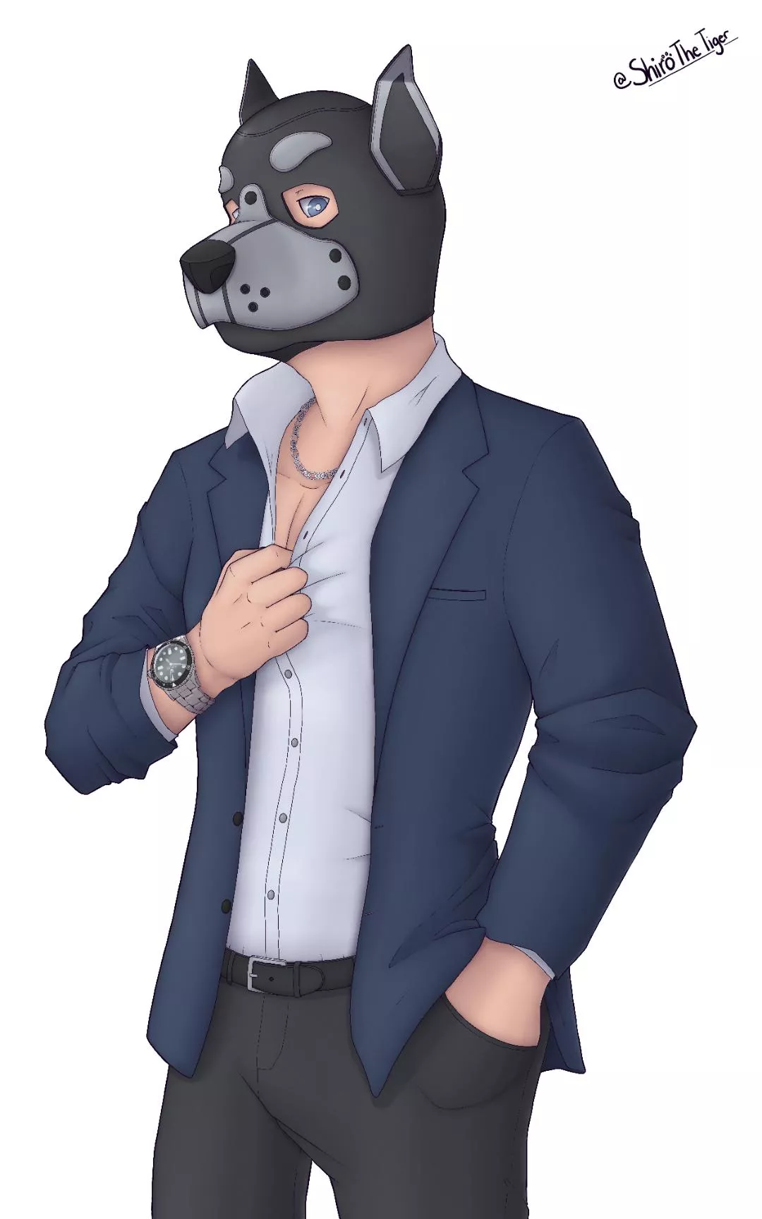 Best Dressed Pup ~ Comm for PupPlatinum posted by ShiroTheTiger