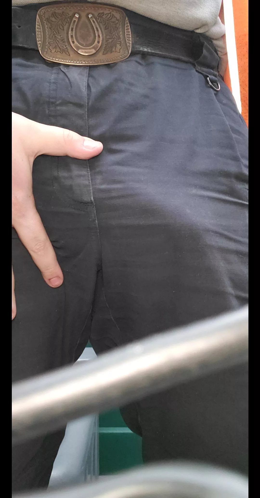 best part of a big cock is the outline and the stares. posted by fatguyfatcock