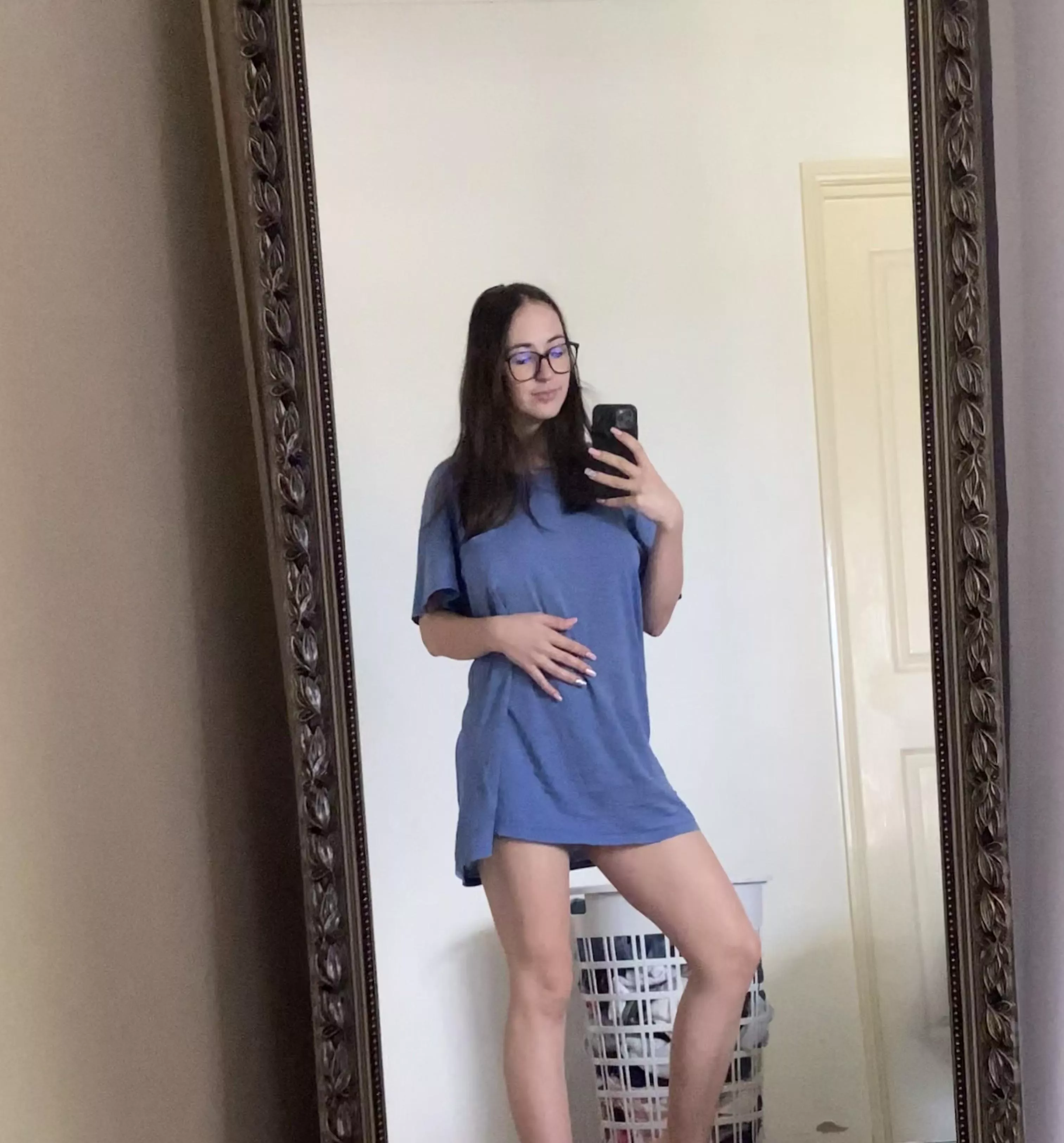 Big, baggy shirt mirror selfie [f] posted by impatient_carnation